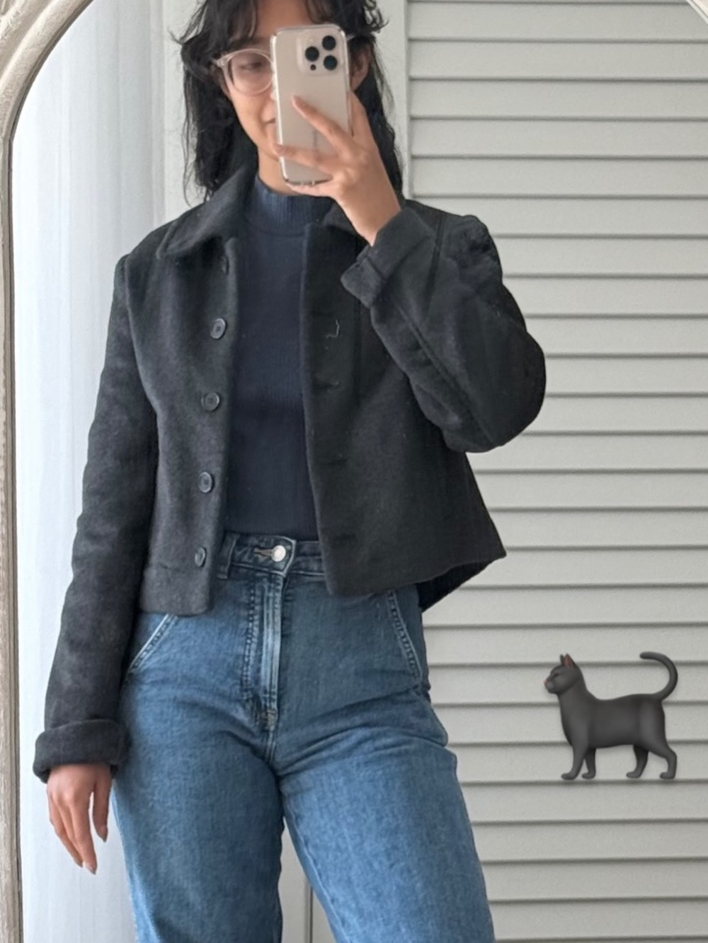 Zara Cropped Wool Blend Jacket Charcoal Gray | Size XS